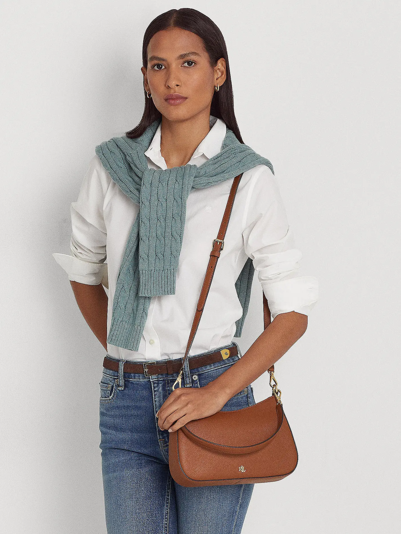 LAUREN RALPH LAUREN | Ledertasche - Henkeltasche DANNI 26 Medium | braun